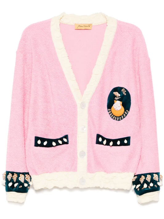 Shell-Embroidery Peacock Cardigan