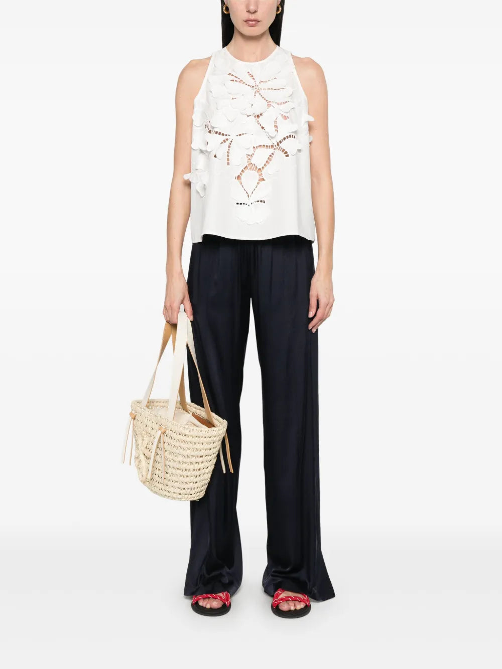 Floral-Appliqué Blouse