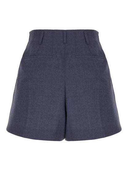 High-Waisted Wool Shorts
