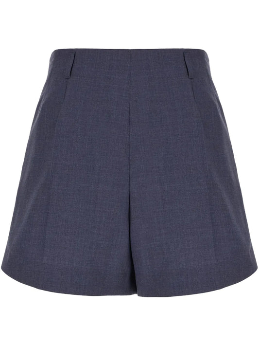 High-Waisted Wool Shorts