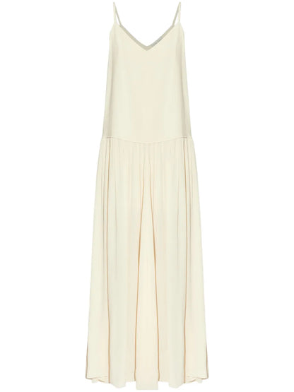 Pleat-Detail Maxi Dress