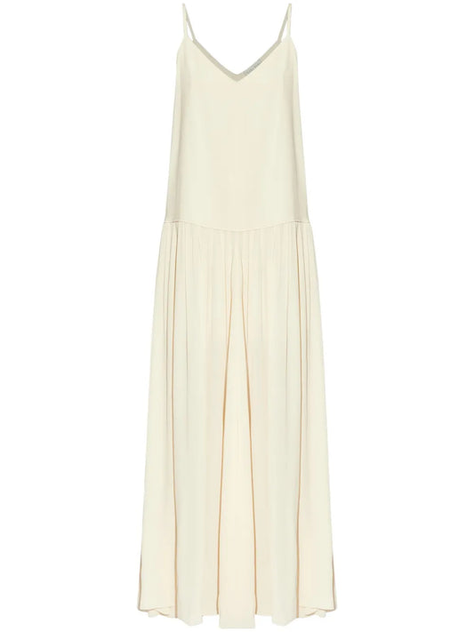 Pleat-Detail Maxi Dress