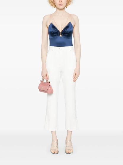 Satin-Bands Crepe Trousers