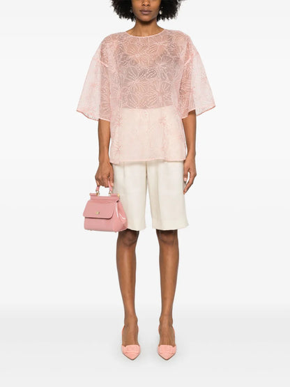 Floral-Embroidered T-Shirt
