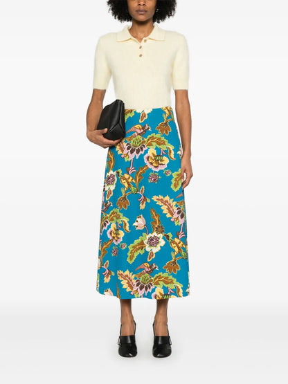 Floral-Print Midi Skirt