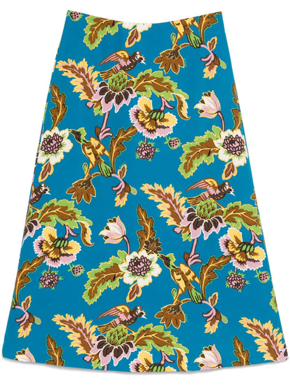 Floral-Print Midi Skirt