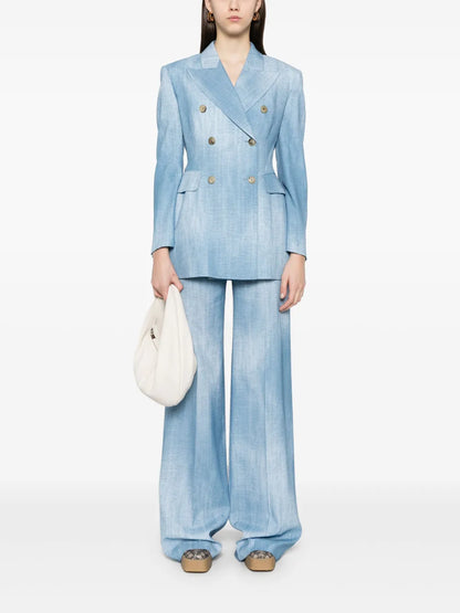 Denim-Print Trousers