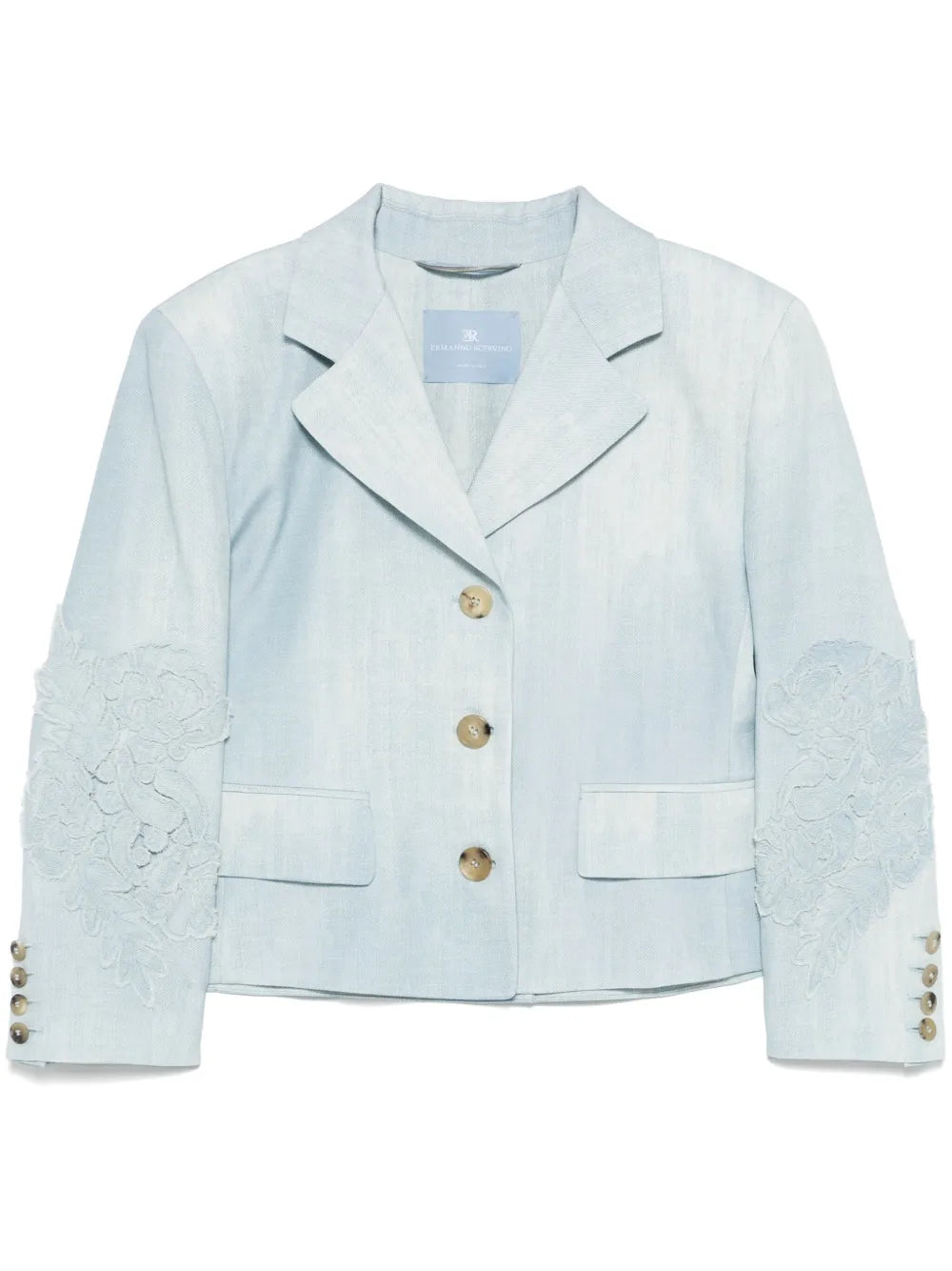 Denim-Print Blazer