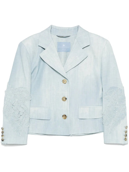 Denim-Print Blazer