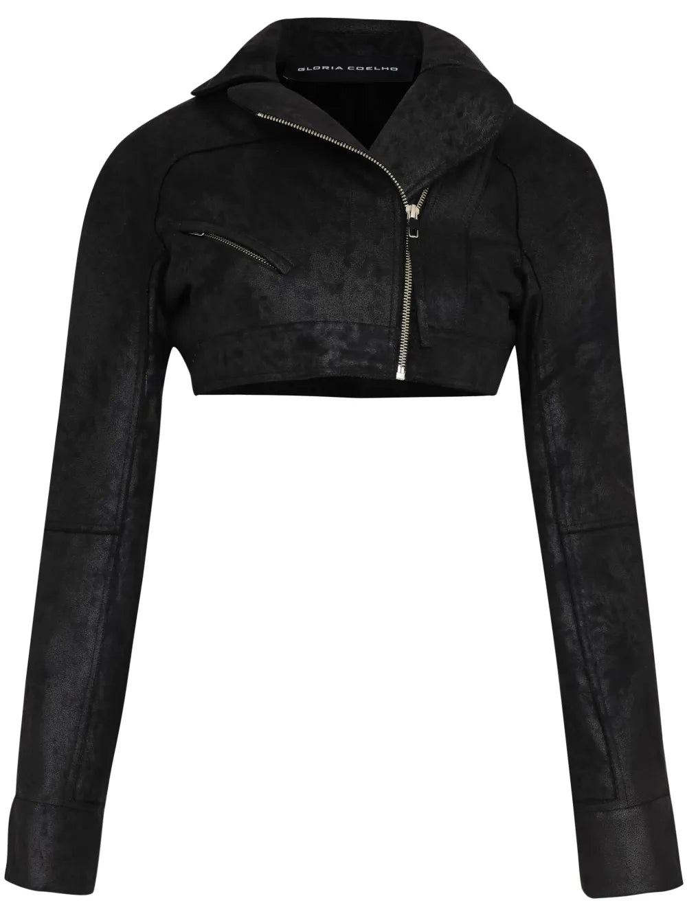 Faux-Leather Cropped Jacket
