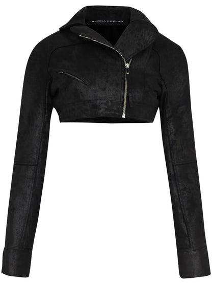 Faux-Leather Cropped Jacket