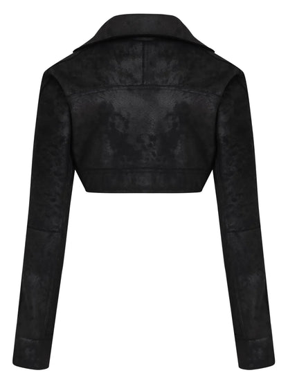 Faux-Leather Cropped Jacket