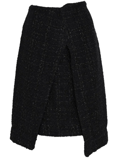 Inverted-Pleat Tweed Skirt