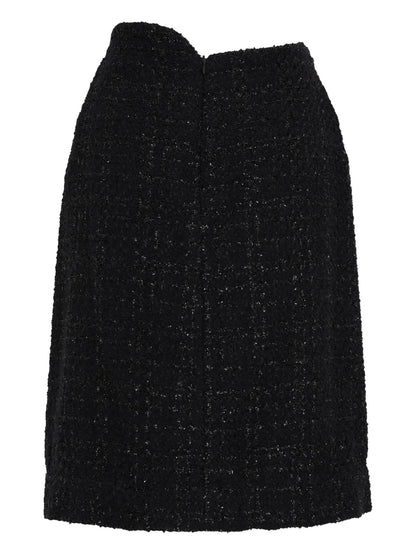 Inverted-Pleat Tweed Skirt