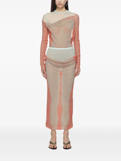 Layered-Design Midi Skirt