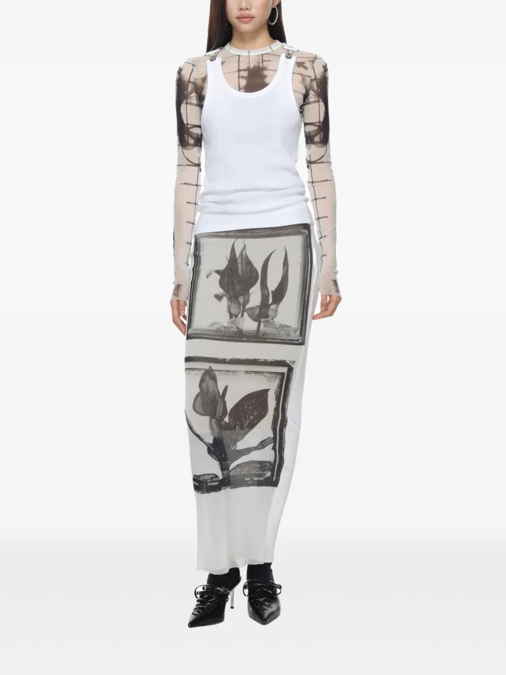 Floral-Print Midi Skirt