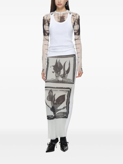 Floral-Print Midi Skirt