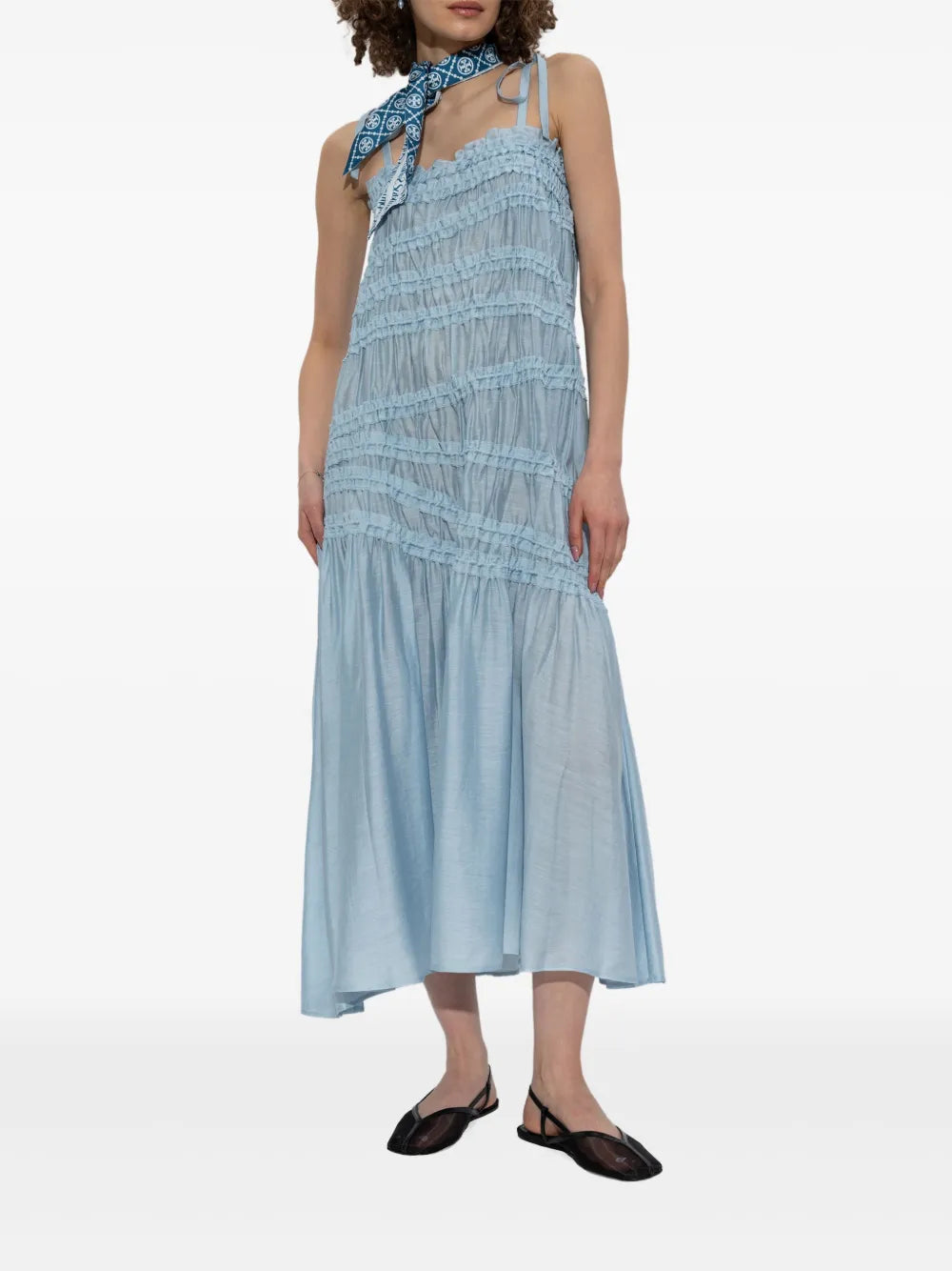 Shirred Midi Dress