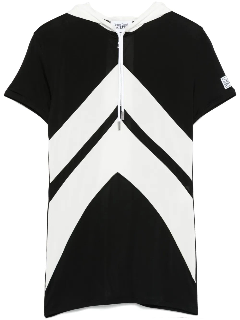 Chevron-Patterned Hooded T-Shirt
