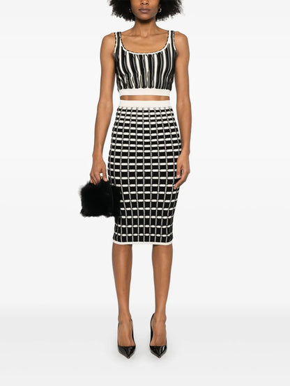 Micro-Ruffles Midi Skirt