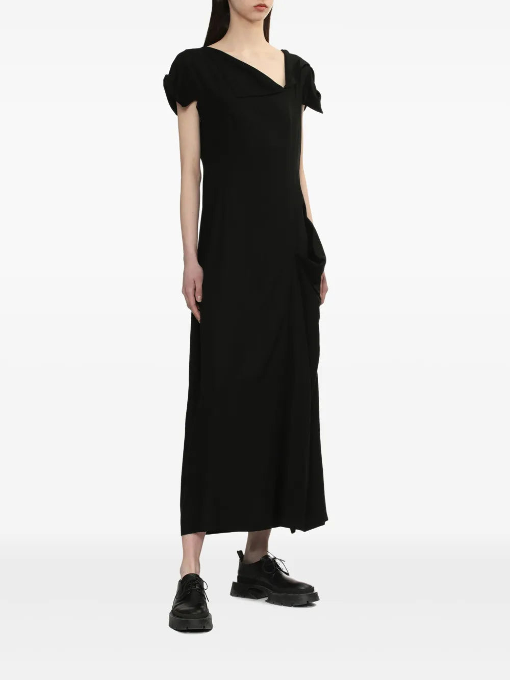 Asymmetric-Neck Dress