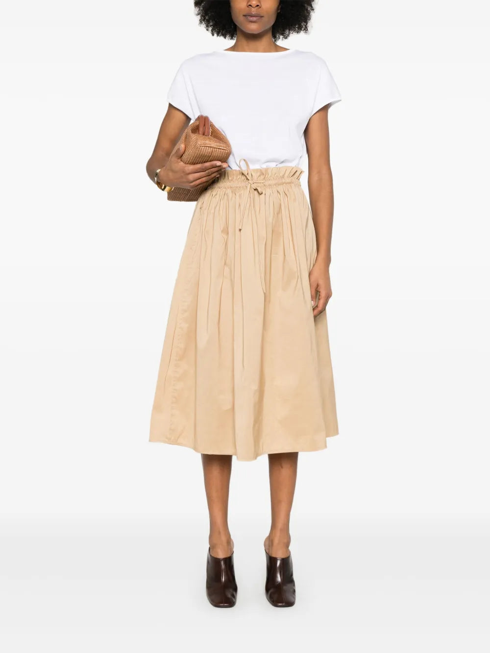 Gathered-Detail Midi Dress
