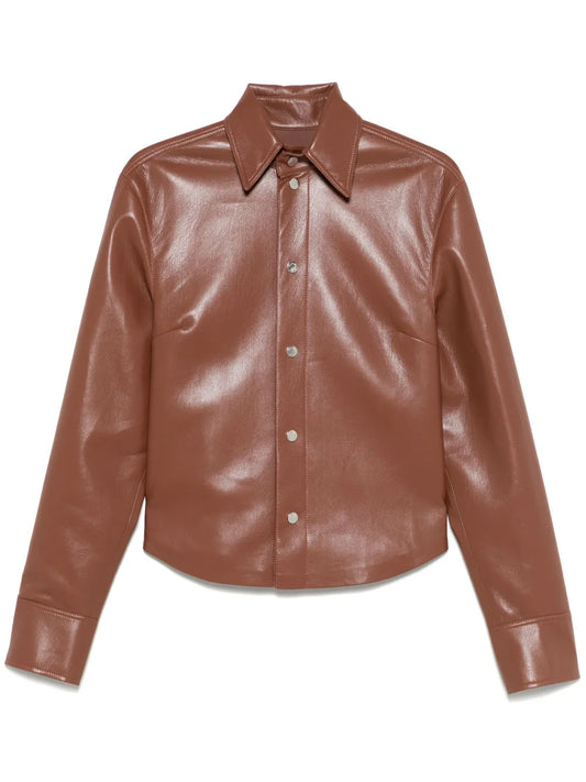Faux-Leather Shirt Jacket