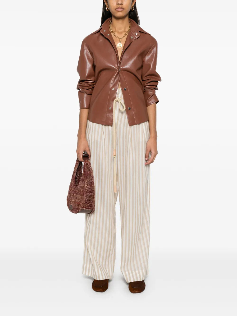 Faux-Leather Shirt Jacket