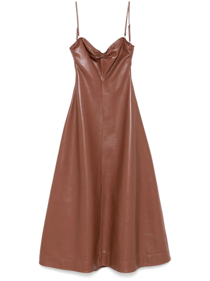 Faux-Leather Midi Dress
