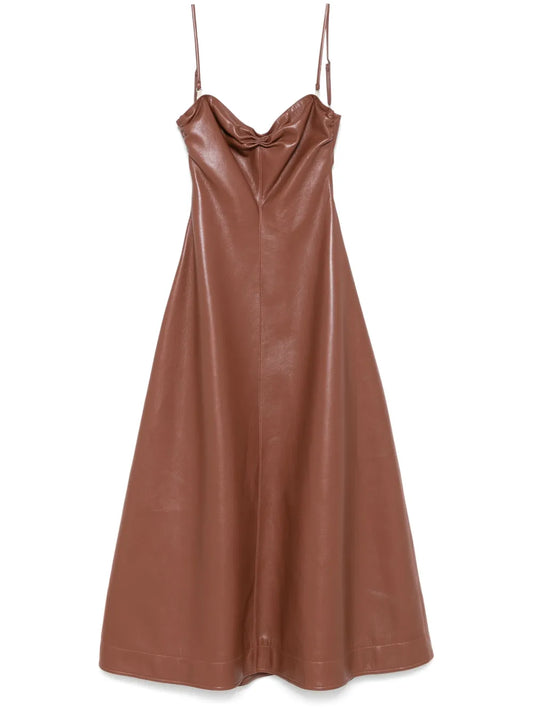 Faux-Leather Midi Dress