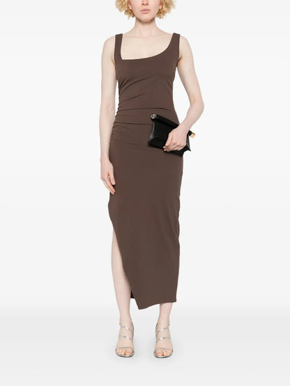 Ruched-Detail Midi Dress
