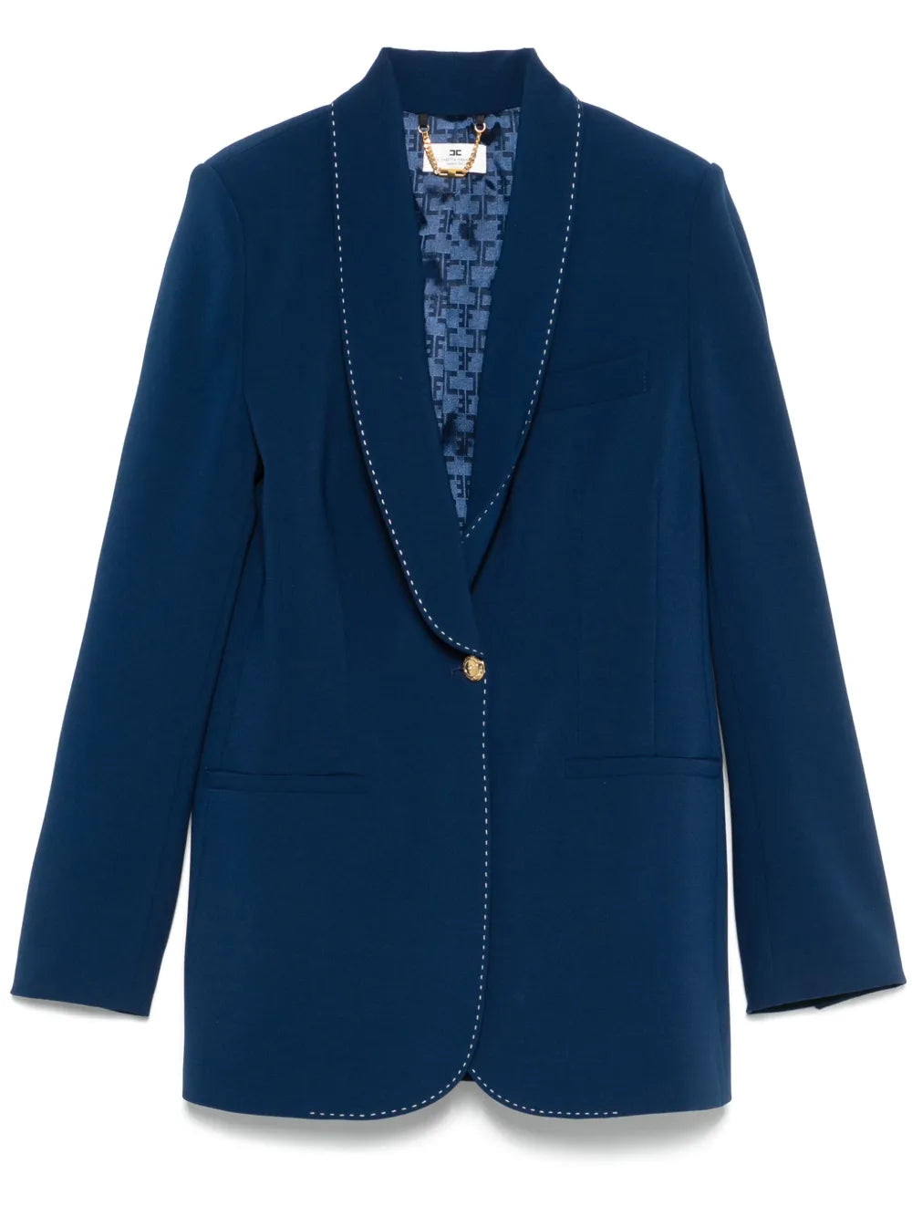 Contrasting-Topstitching Crepe Blazer