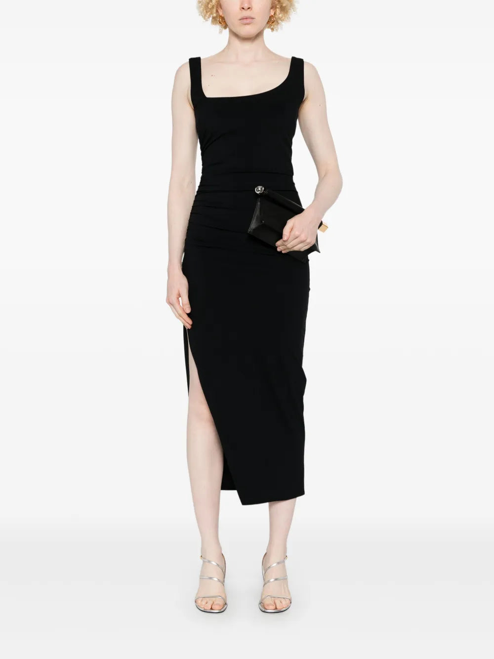 Ruched-Detail Midi Dress