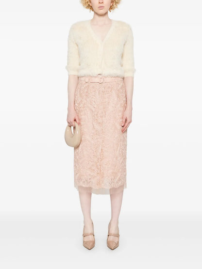 Floral-Lace Pencil Skirt