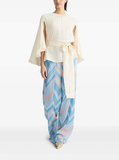 Belted Crepe De Chine Blouse