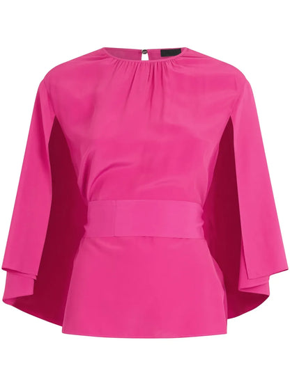 Belted Crepe De Chine Blouse