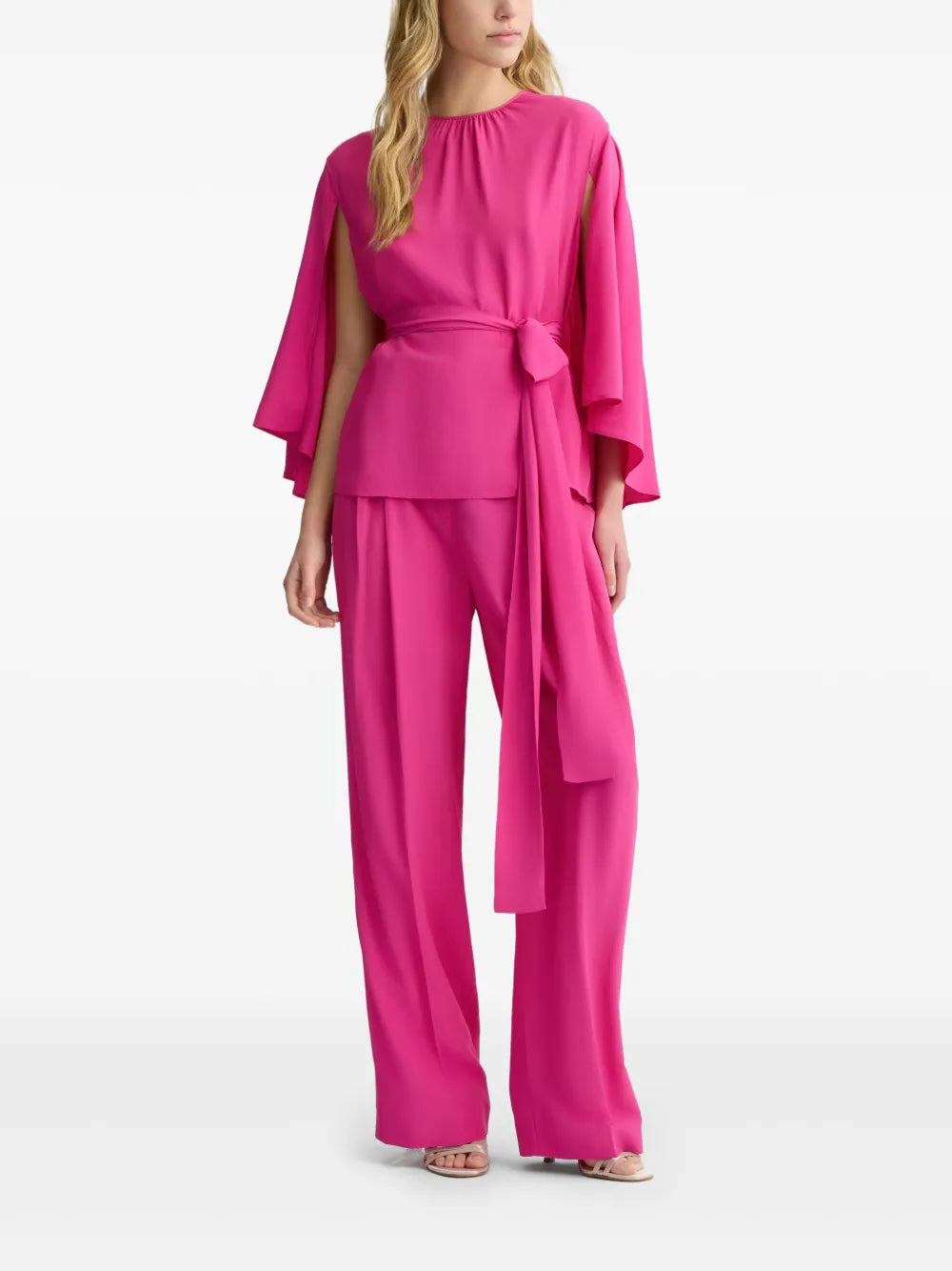 Belted Crepe De Chine Blouse