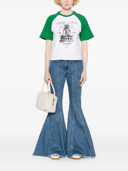 Contrasting-Sleeve T-Shirt