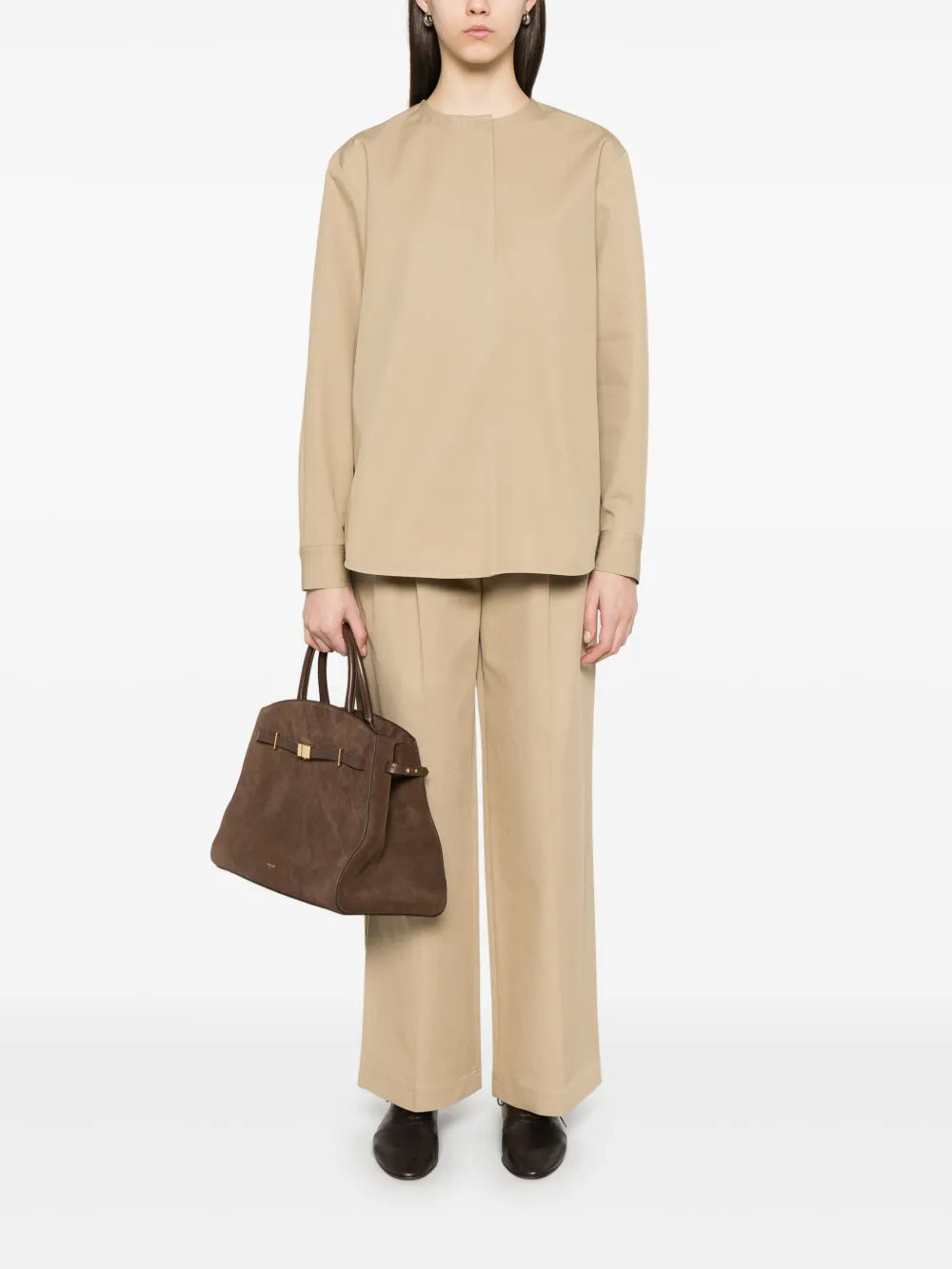 Collarless Cotton Shirt