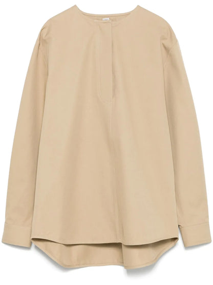 Collarless Cotton Shirt