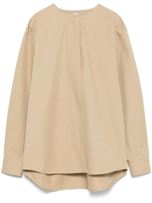Collarless Cotton Shirt