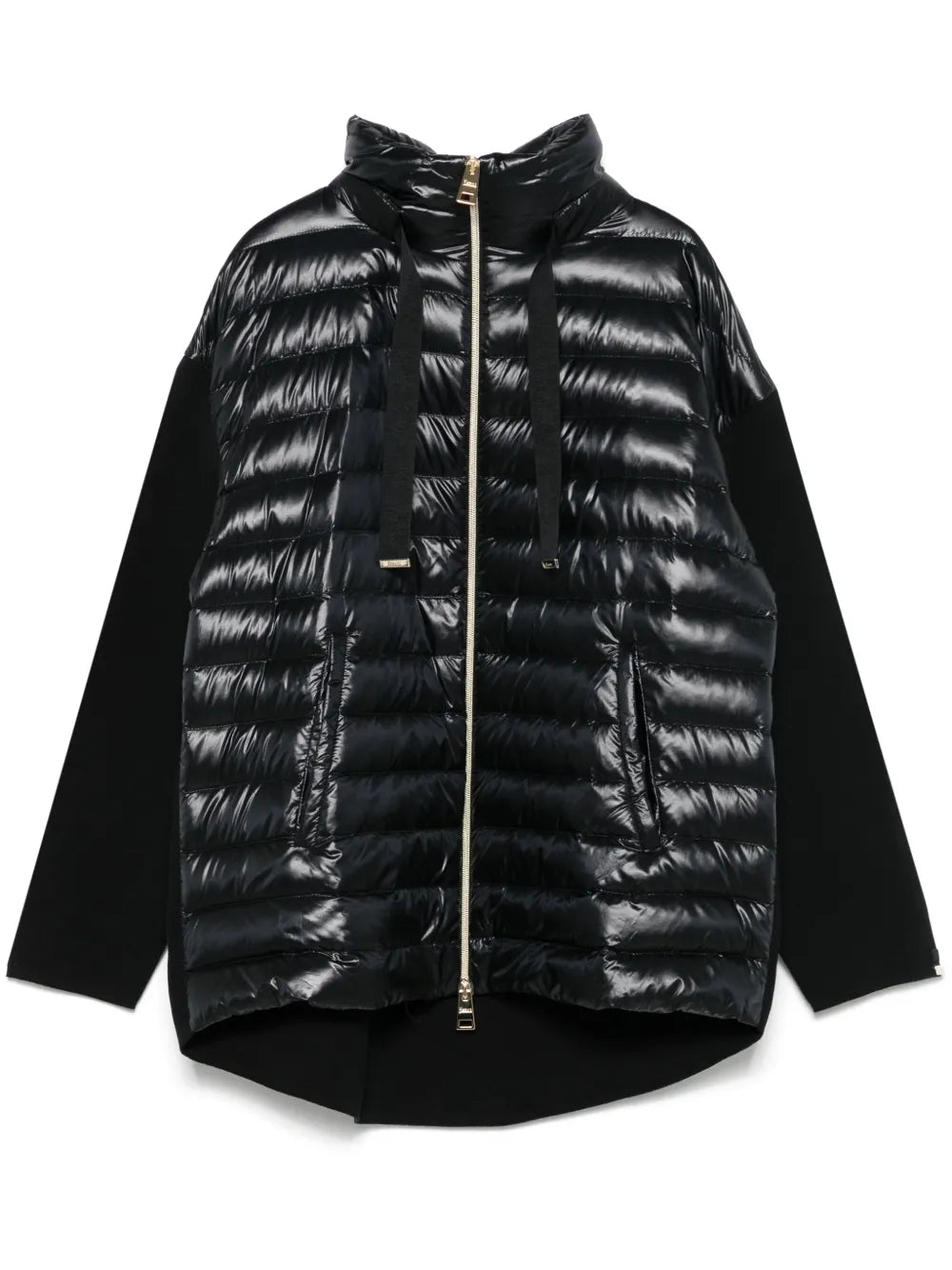 Knitted-Panels Puffer Jacket