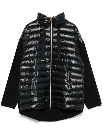 Knitted-Panels Puffer Jacket