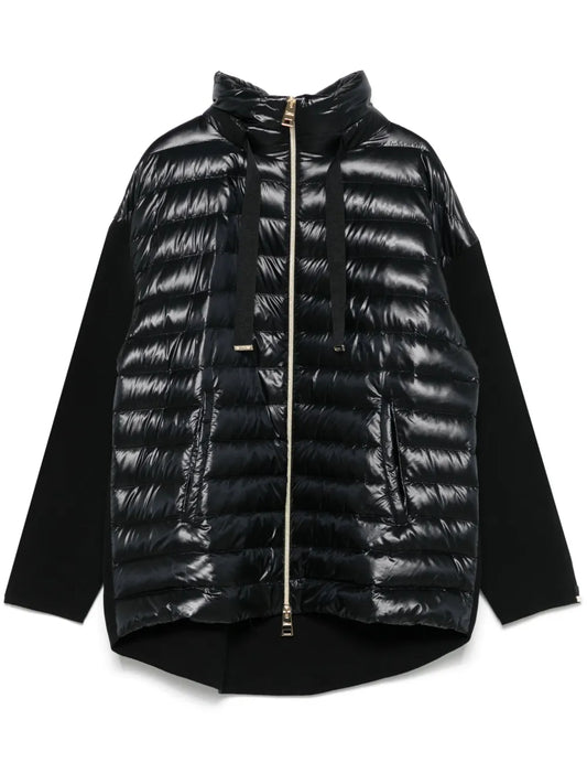 Knitted-Panels Puffer Jacket