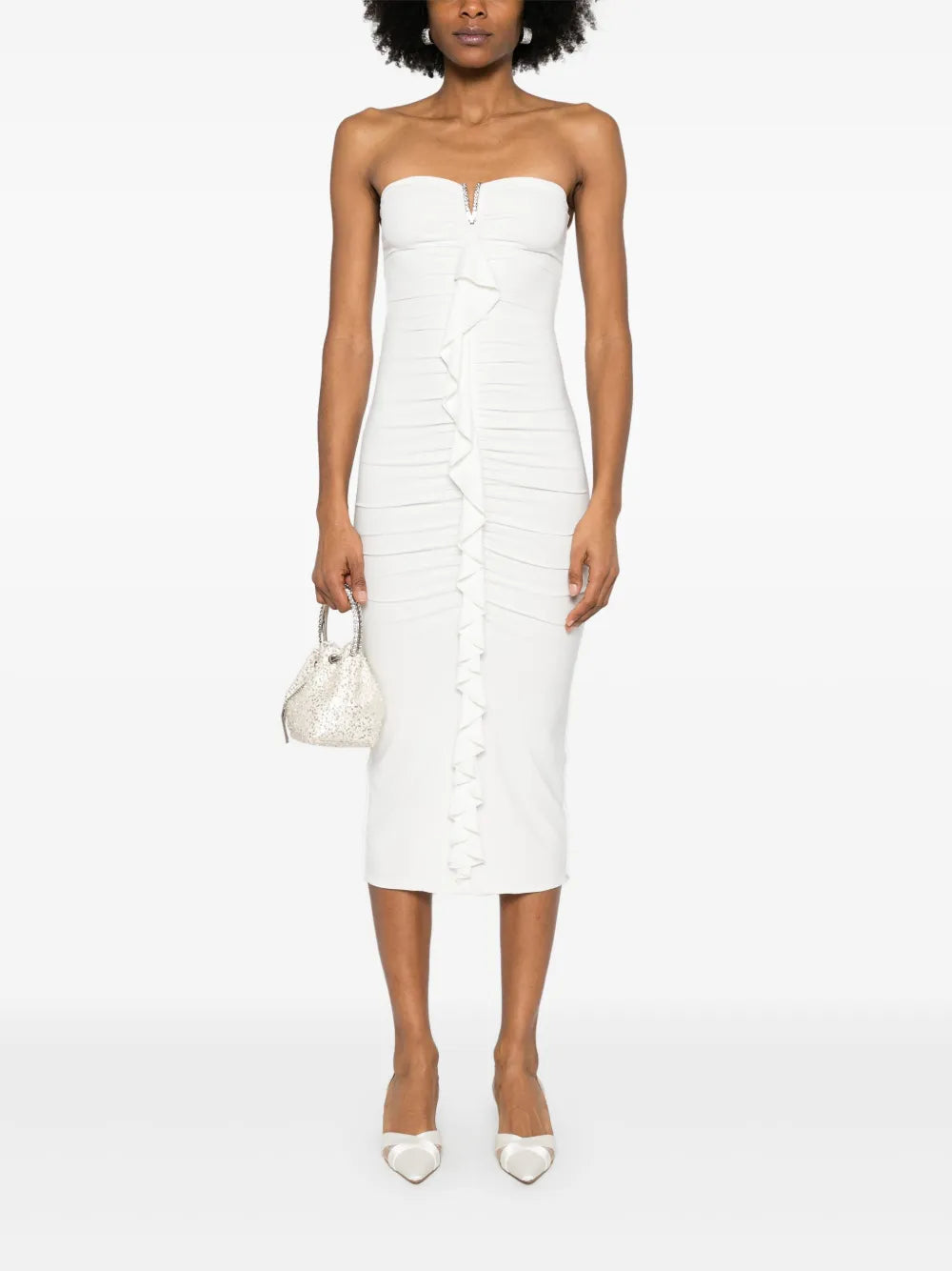 Ruffled-Detailed Midi Dress