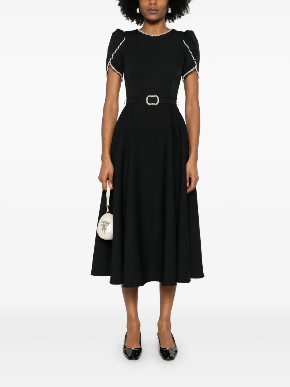Faux-Pearl Detailed Midi Dress