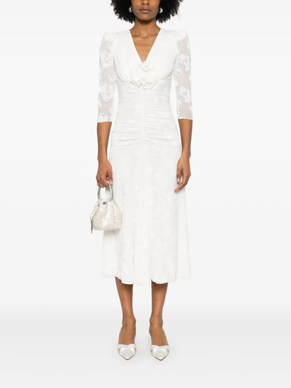 Floral-Lace Midi Dress