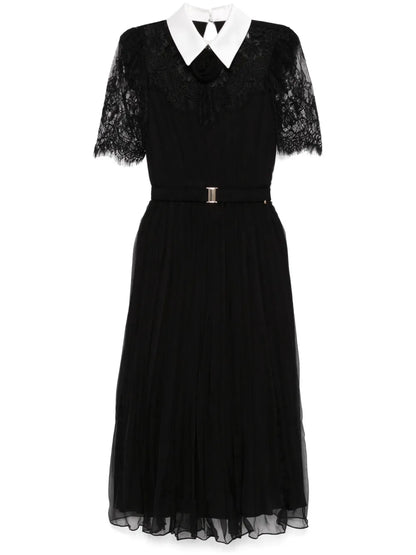 Lace-Detailed Silk Midi Dress
