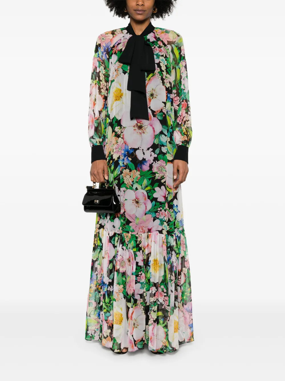 Floral-Print Silk Maxi Dress