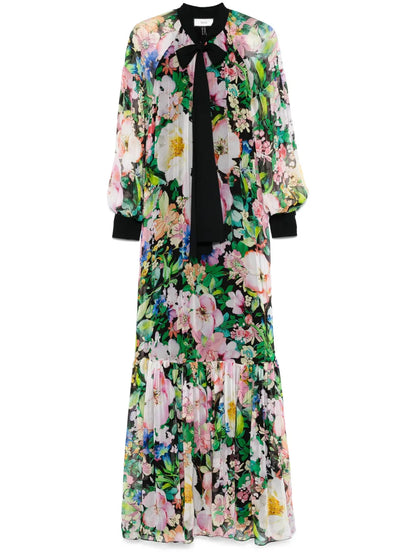 Floral-Print Silk Maxi Dress